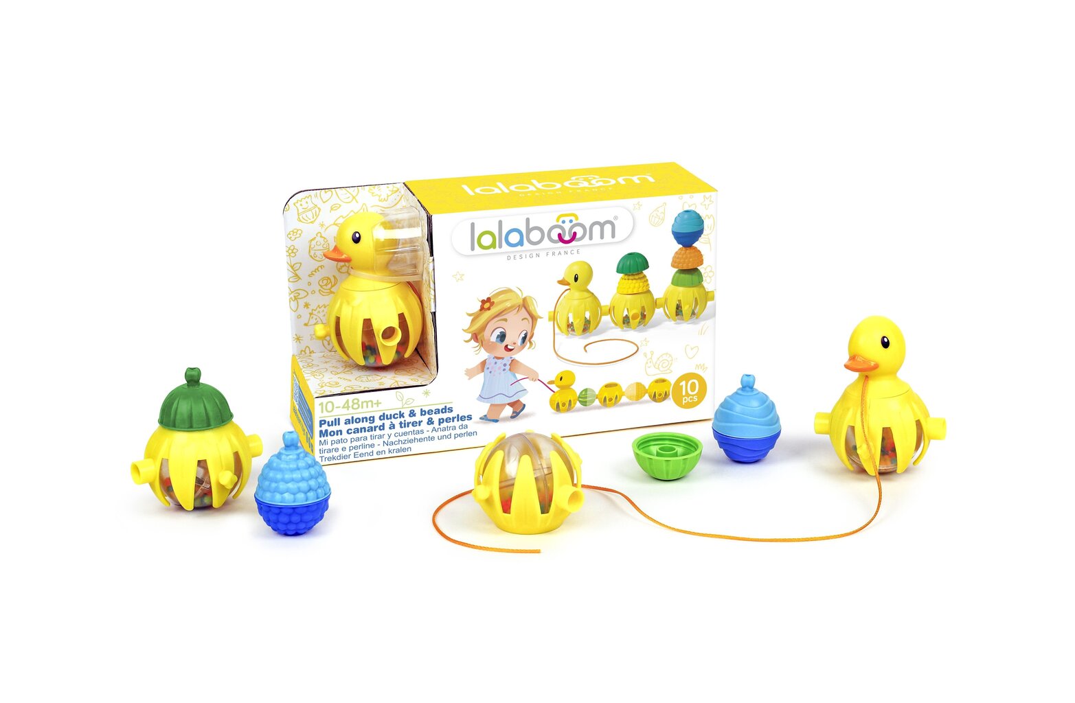 Izglītojošs pērlīšu komplekts Lalaboom Pull Along Duck, 10 gab., BL330 цена и информация | Rotaļlietas zīdaiņiem | 220.lv