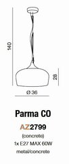 Azzardo подвесной светильник Parma Grey цена и информация | Настенный/подвесной светильник Eye Spot 11 BL, чёрный | 220.lv