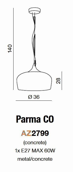 Azzardo piekarams gaismeklis Parma Grey цена и информация | Lustras | 220.lv