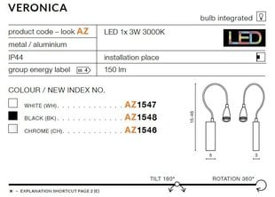 Azzardo sienas lampa Veronica White cena un informācija | Sienas lampas | 220.lv