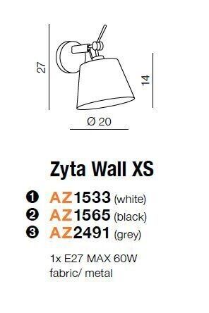 Azzardo sienas lampa Zyta XS Black cena un informācija | Sienas lampas | 220.lv