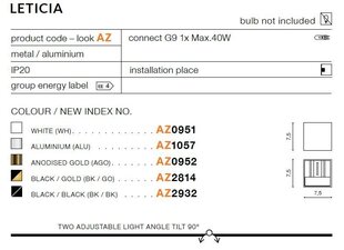 Azzardo sienas lampa Leticia Black/Gold цена и информация | Настенные светильники | 220.lv