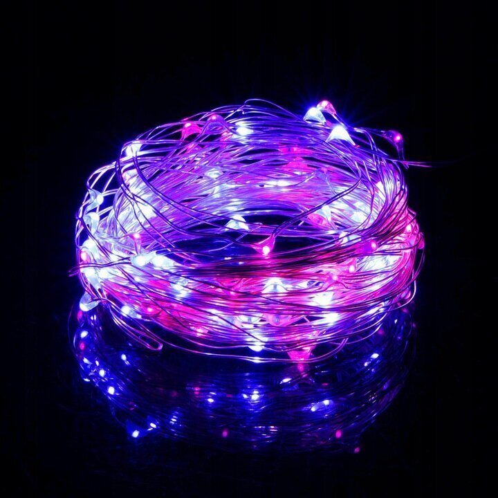 Virtene 20 LED MicroLED "Smart", rozā/zila cena un informācija | Ziemassvētku lampiņas, LED virtenes | 220.lv