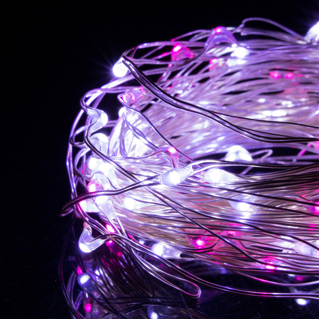 Virtene 20 LED MicroLED "Smart", auksti balta/rozā cena un informācija | Ziemassvētku lampiņas, LED virtenes | 220.lv