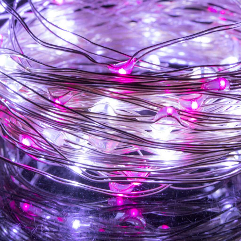 Virtene 100 LED MicroLED "Smart", auksti balta/rozā cena un informācija | Ziemassvētku lampiņas, LED virtenes | 220.lv