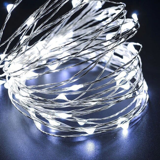 Virtene 100 LED MicroLED ar pulti "Smart", auksti balta cena un informācija | Ziemassvētku lampiņas, LED virtenes | 220.lv