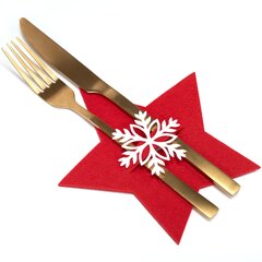 Ziemassvētku galda piederumu maisiņš "Zvaigzne", 6 gab., sarkans cena un informācija | Ziemassvētku dekorācijas | 220.lv