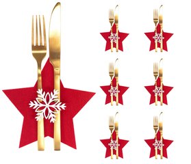 Ziemassvētku galda piederumu maisiņš "Zvaigzne", 6 gab., sarkans cena un informācija | Ziemassvētku dekorācijas | 220.lv
