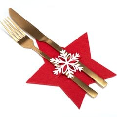 Ziemassvētku galda piederumu maisiņš "Zvaigzne", 4 gab., sarkans cena un informācija | Ziemassvētku dekorācijas | 220.lv