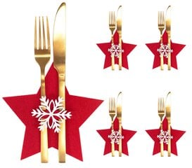 Ziemassvētku galda piederumu maisiņš "Zvaigzne", 4 gab., sarkans cena un informācija | Ziemassvētku dekorācijas | 220.lv