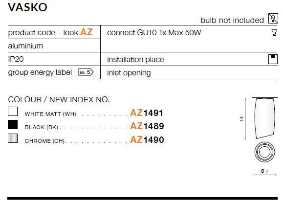 Azzardo griestu lampa Vasko Chrome cena un informācija | Griestu lampas | 220.lv