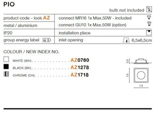 Azzardo встраиваемый светильник Pio Black цена и информация | Монтируемые светильники, светодиодные панели | 220.lv