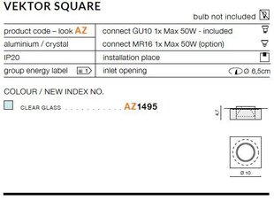 Azzardo iebūvējamais gaismeklis Vektor Chrome cena un informācija | Iebūvējamās lampas, LED paneļi | 220.lv