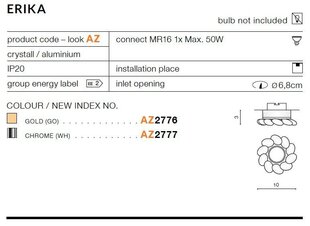 Azzardo iebūvējams gaismeklis Erika Chrome cena un informācija | Iebūvējamās lampas, LED paneļi | 220.lv