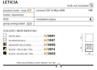 Azzardo настенный светильник Leticia Black цена и информация | Настенные светильники | 220.lv