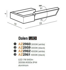 Azzardo sienas lampa Dalen Black цена и информация | Настенные светильники | 220.lv