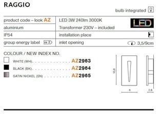 Azzardo iebūvēts gaismeklis Raggio Satin Nickel cena un informācija | Iebūvējamās lampas, LED paneļi | 220.lv