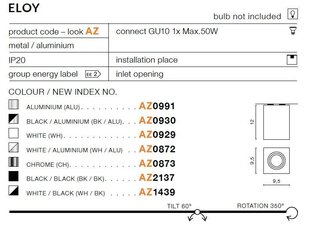 Azzardo griestu lampa Eloy 1 White/Black cena un informācija | Griestu lampas | 220.lv