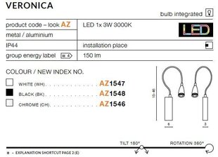 Azzardo sienas lampa Veronica Chrome цена и информация | Настенные светильники | 220.lv