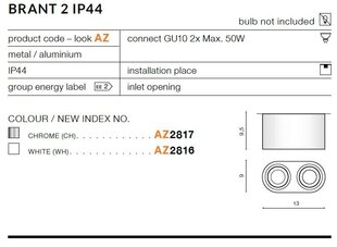 Azzardo griestu lampa Brant 2 White цена и информация | Потолочные светильники | 220.lv