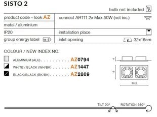 Azzardo встраиваемый светильник Sisto 2 Black цена и информация | Монтируемые светильники, светодиодные панели | 220.lv