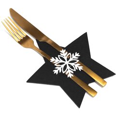 Ziemassvētku galda piederumu maisiņš "Zvaigzne", 4 gab., melns cena un informācija | Ziemassvētku dekorācijas | 220.lv