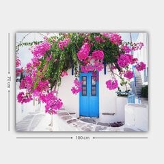 Reprodukcija Zilas durvis starp ziedošiem ziediem цена и информация | Картины | 220.lv