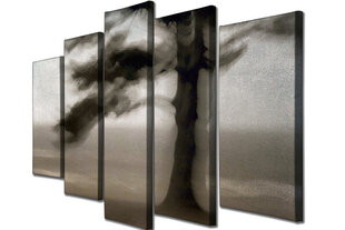 Репродукция из пяти частей Силуэт дерева в тумане цена и информация | Картины | 220.lv