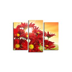 Triju daļu reprodukcija Sarkani ziedi cena un informācija | Gleznas | 220.lv