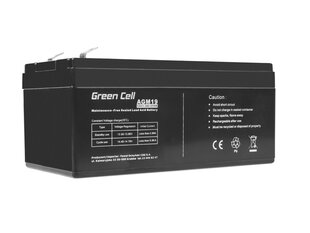 AGM Green Cell Agm VRLA 12V 3,3AH Бесплатная батарея для системы сигнализации, кассовый аппарат, игрушки цена и информация | Аккумуляторы | 220.lv