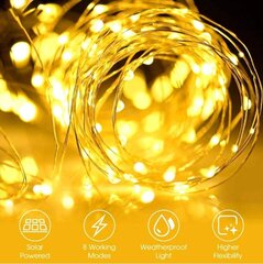LED ūdensnecaurlaidīga vītne, 22 m 200 spuldzes, dzeltena krāsa цена и информация | Гирлянды | 220.lv