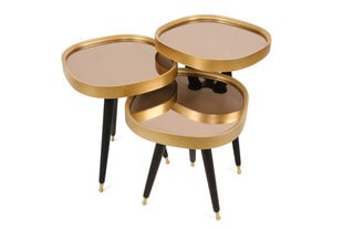 3-ju galdiņu komplekts Kalune Design Alys, zelta krāsas/melns цена и информация | Журнальные столики | 220.lv