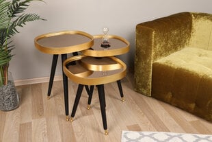3-ju galdiņu komplekts Kalune Design Alys, zelta krāsas/melns цена и информация | Журнальные столики | 220.lv