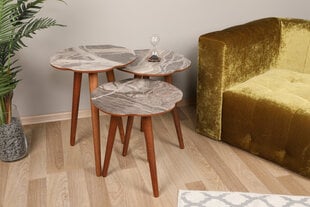 3-ju galdiņu komplekts Kalune Design Qubec, brūns/pelēks cena un informācija | Žurnālgaldiņi | 220.lv