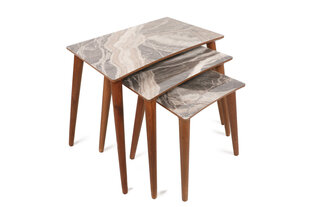 Набор из 3-х столов Kalune Design Siv, коричневый/серый цена и информация | Журнальные столики | 220.lv