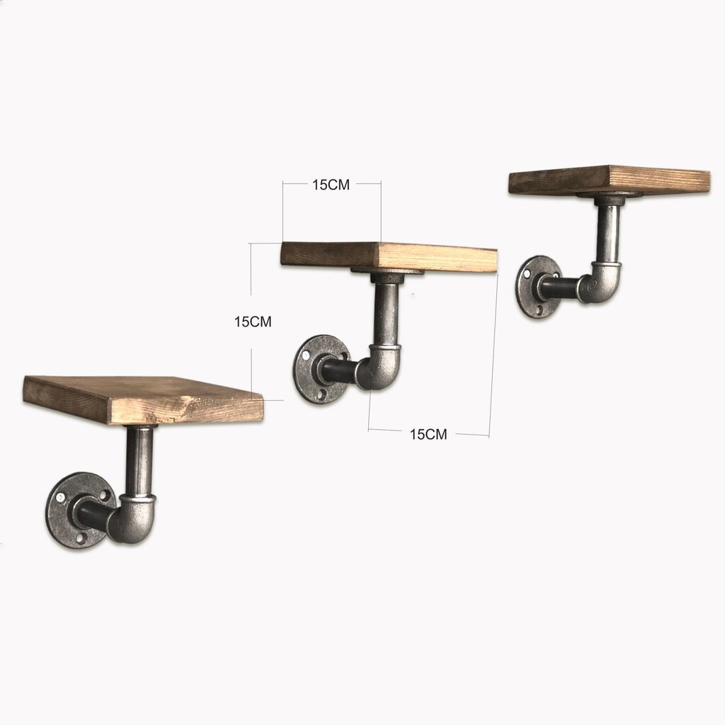 3-ju plauktu komplekts Kalune Design BoruRaf004, brūns/melns cena un informācija | Plaukti | 220.lv