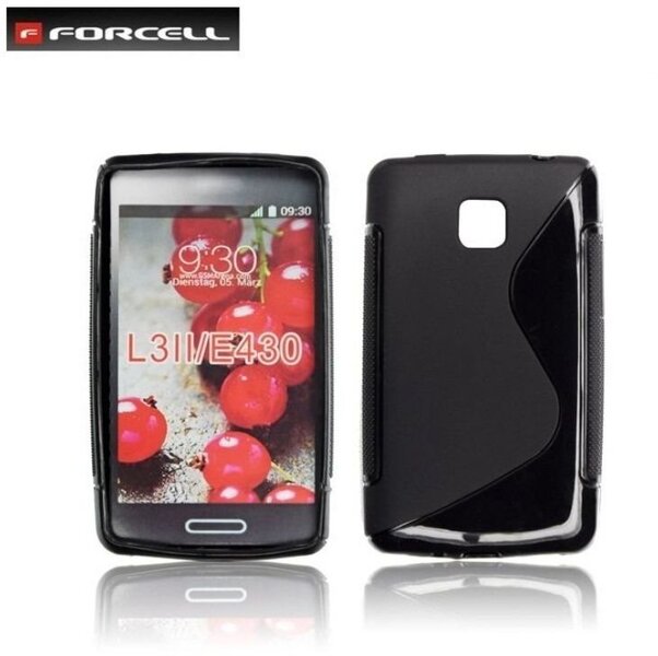 Forcell Back Case S-Line gumijots telefona apvalks priekš LG E435 Optimus L3 2, Melns cena un informācija | Maciņi, somiņas | 220.lv