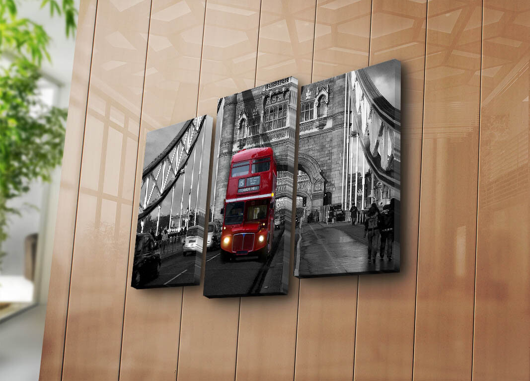 Triju daļu reprodukcija Sarkanais Londonas autobuss цена и информация | Gleznas | 220.lv