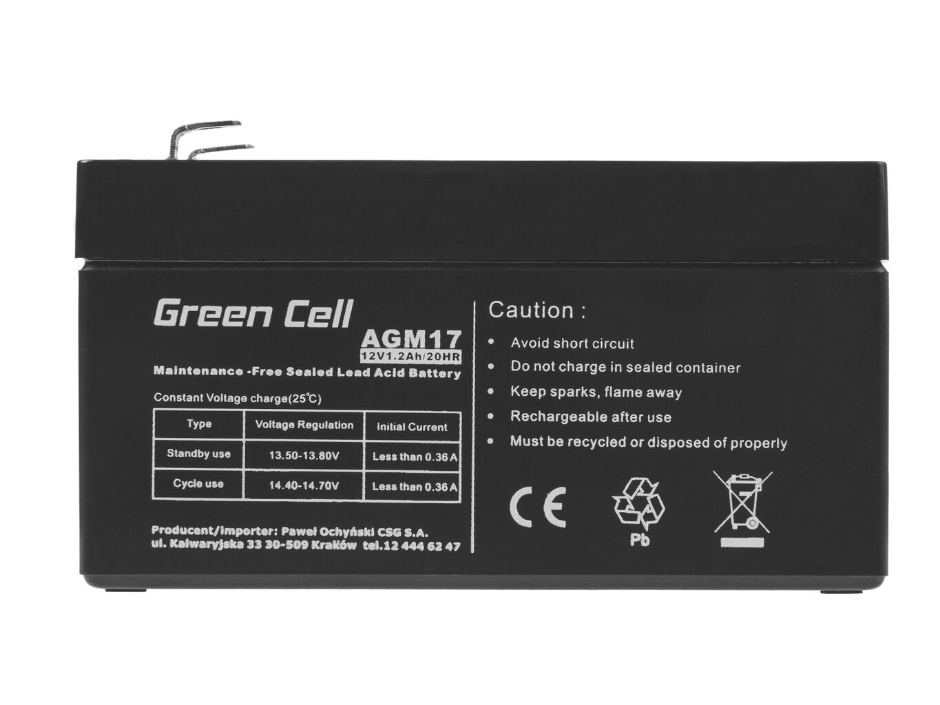Green Cell AGM VRLA 12V 1.2AH bez apkopes akumulators trauksmes sistēmai, kases aparāts, rotaļlietas цена и информация | Akumulatori | 220.lv