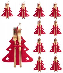 Ziemassvētku galda piederumu futlāris "Ziemassvētku eglīte", 10 gab., sarkans cena un informācija | Ziemassvētku dekorācijas | 220.lv
