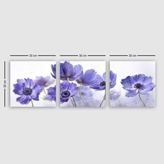 Репродукция из трех частей Синие цветы цена и информация | Картины | 220.lv
