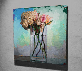 Репродукция Гортензии и розы в прозрачной вазе цена и информация | Картины | 220.lv