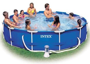 Каркасный бассейн Intex Metal Frame 366x76 см, с фильтром 12В цена и информация | Бассейны | 220.lv