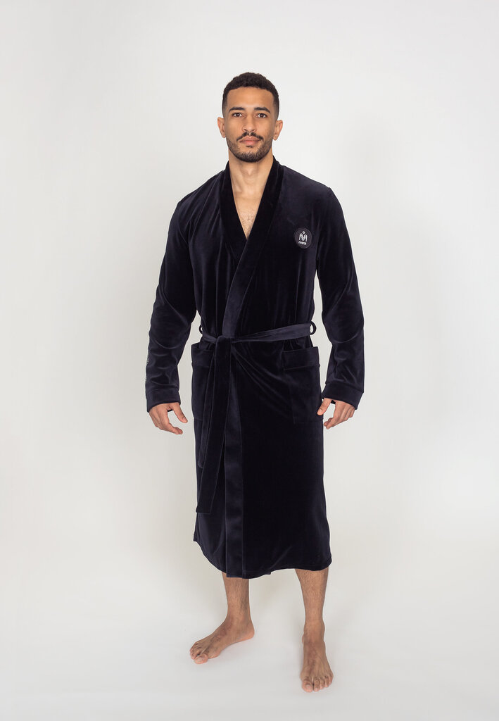 Vīriešu halāts, melns, ar lenti, SMA31003 cena un informācija | Vīriešu halāti, pidžamas | 220.lv