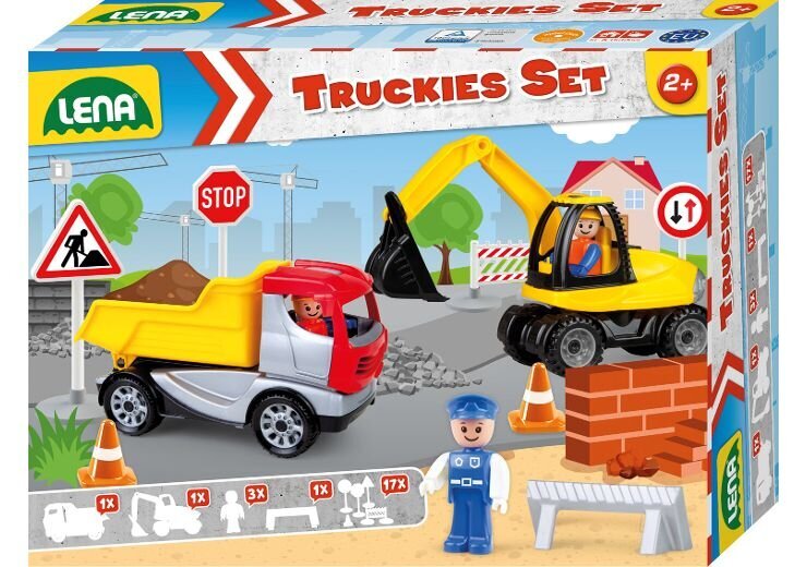 Būvlaukuma komplekts LENA Truckies Set 01631 cena un informācija | Rotaļlietas zēniem | 220.lv