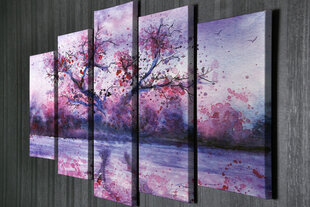 Репродукция из пяти частей Фиолетовое дерево цена и информация | Картины | 220.lv