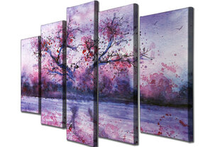 Репродукция из пяти частей Фиолетовое дерево цена и информация | Картины | 220.lv