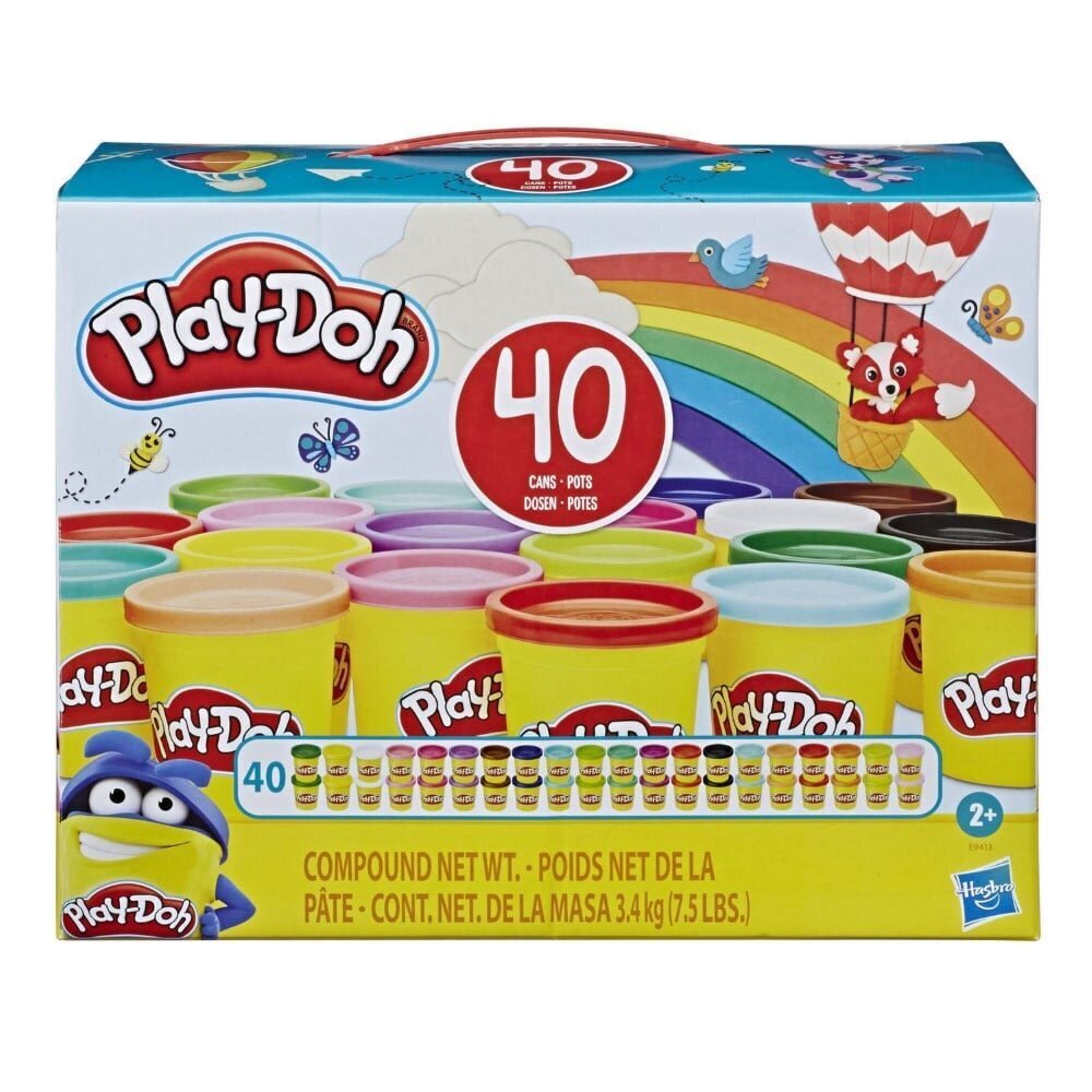 Play-Doh Plastilīns, 40 gb. Dažādās krāsās, 3,4 kg - E9413 Hasbro cena un informācija | Modelēšanas un zīmēšanas piederumi | 220.lv