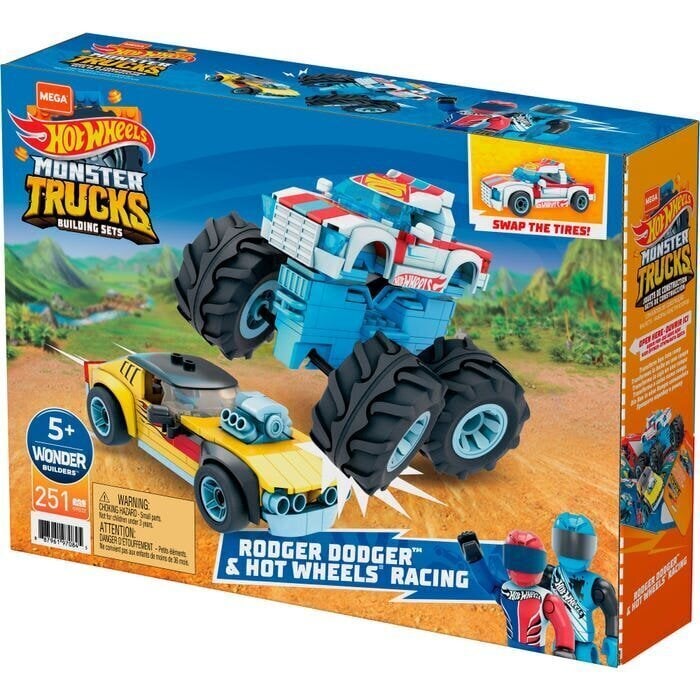 Konstruktors Hot Wheels Monster Truck Rodger Dodger Mattel, 251 d. cena un informācija | Konstruktori | 220.lv