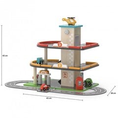 Koka 3 stāvu garāža ar trasi un automazgātavu cena un informācija | Viga Toys Rotaļlietas, bērnu preces | 220.lv